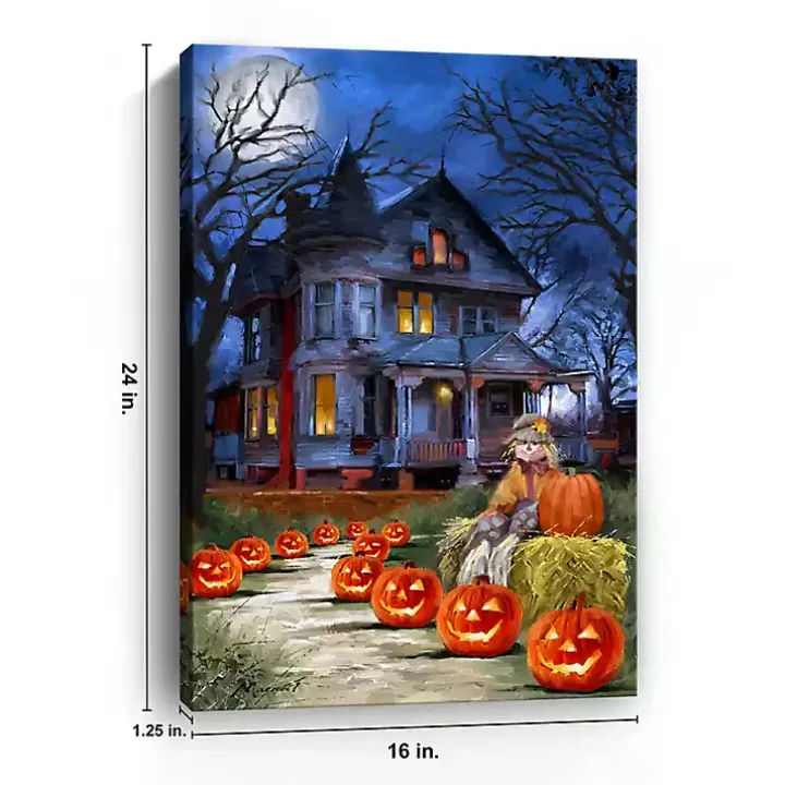 Jack o Lantern Mansion Canvas Art Print, 16x24