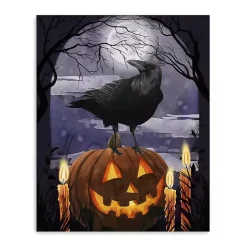 Jack-O-Lantern and Raven Canvas Art Print