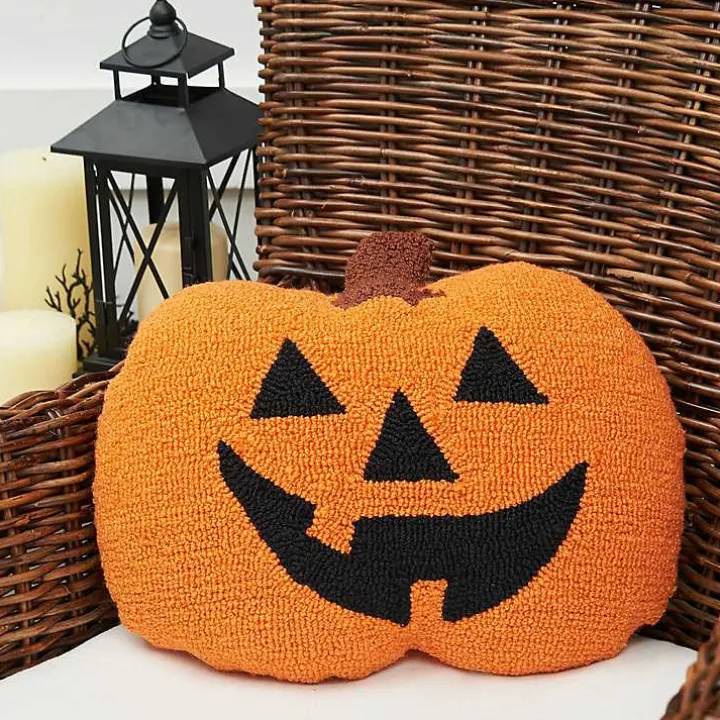 Jack-O-Lantern Shaped Halloween Throw Pillow
