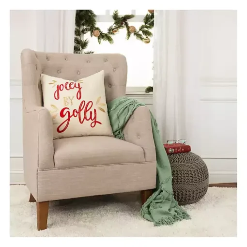 Jolly by Golly Christmas Throw Pillow