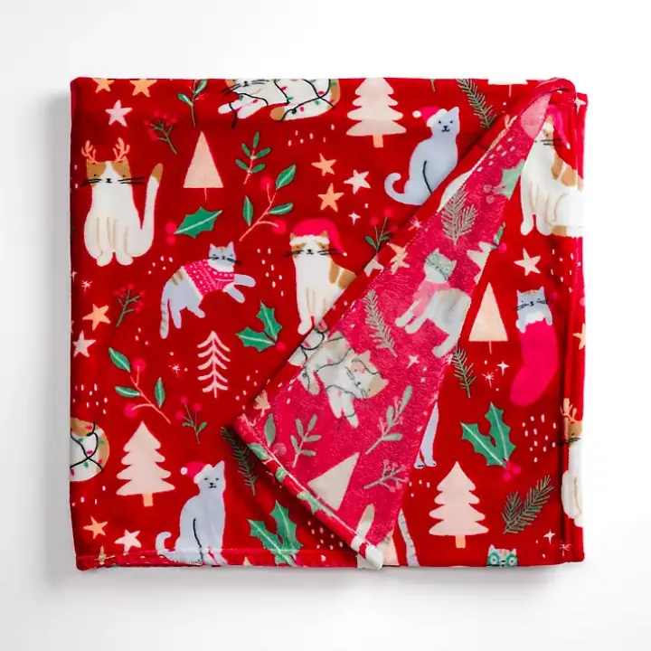 Jolly Cats Plush Throw