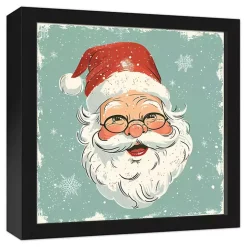 Jolly Retro Santa Framed Canvas Art Print