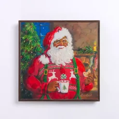 Jolly Santa Cookies and Hot Cocoa Canvas Art Print
