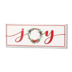 Joy Christmas Wreath Metal Wall Sign