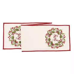 Joy Holly Wreath Table Runner