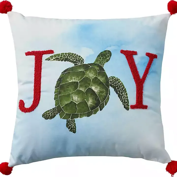 Joy Sea Turtle Pom Pom Pillow