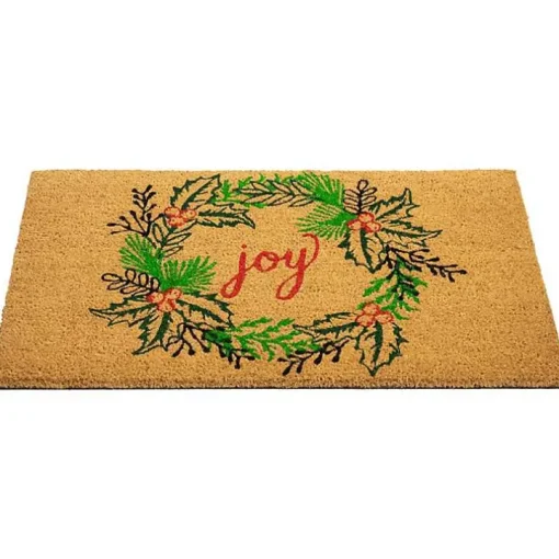 Joy Wreath Decorative Christmas Doormat