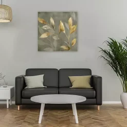 Leaves on Gray Giclee Canvas Art Print