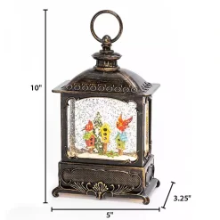 LED Cardinals on Birdhouse Christmas Water Globe