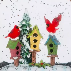 LED Cardinals on Birdhouse Christmas Water Globe