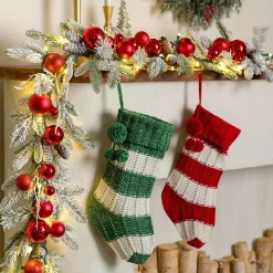 LED Flocked Red Ornament Christmas Garland