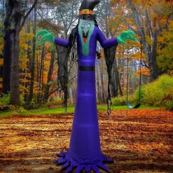 LED Purple Witch Halloween Inflatable, 12 ft.