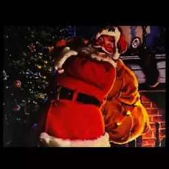 LED Santa with Gifts Canvas Art Print