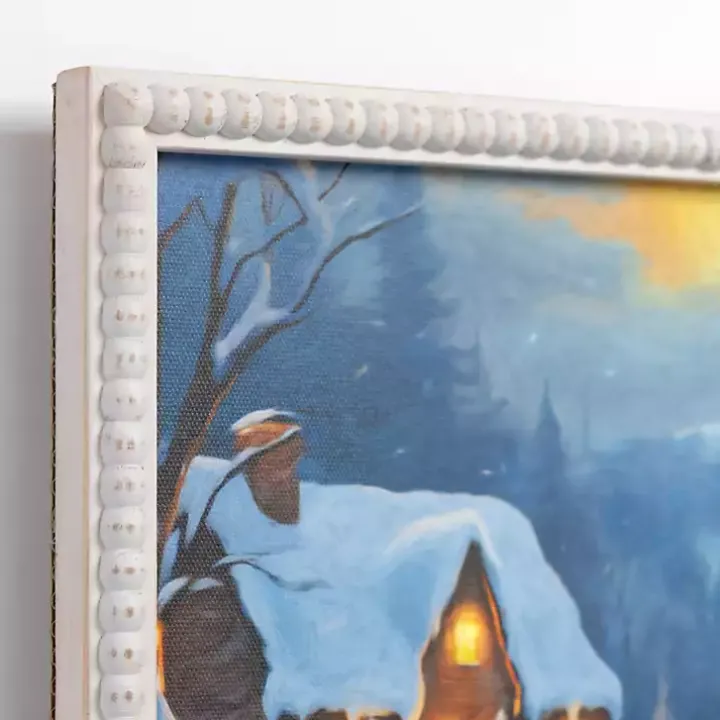 LED Snowman Beaded Framed Art Print