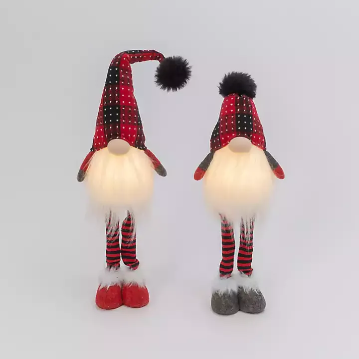 LED Standing Plush Gnome Decorations, Set of 2