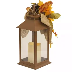 LED Sunflower and Burlap Bow Lantern