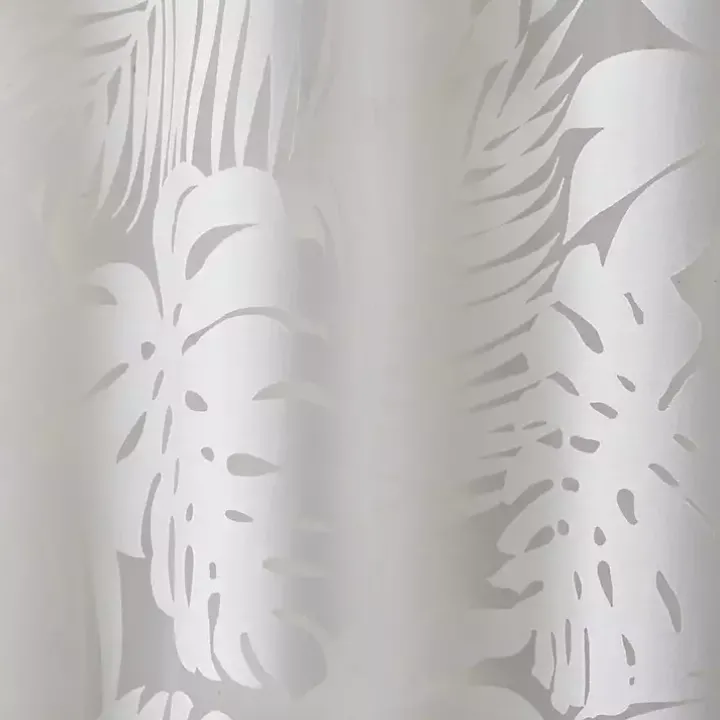 Leilani White Palm Leaf Curtain Panel, 84 in.