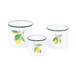 Lemon Blossom Enamel Jars, Set of 3