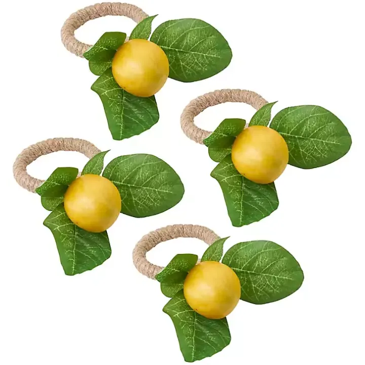 Lemon Leaf Rope Napkin Rings, Set of 4