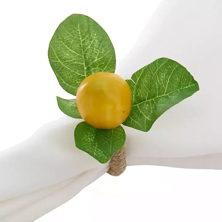 Lemon Leaf Rope Napkin Rings, Set of 4