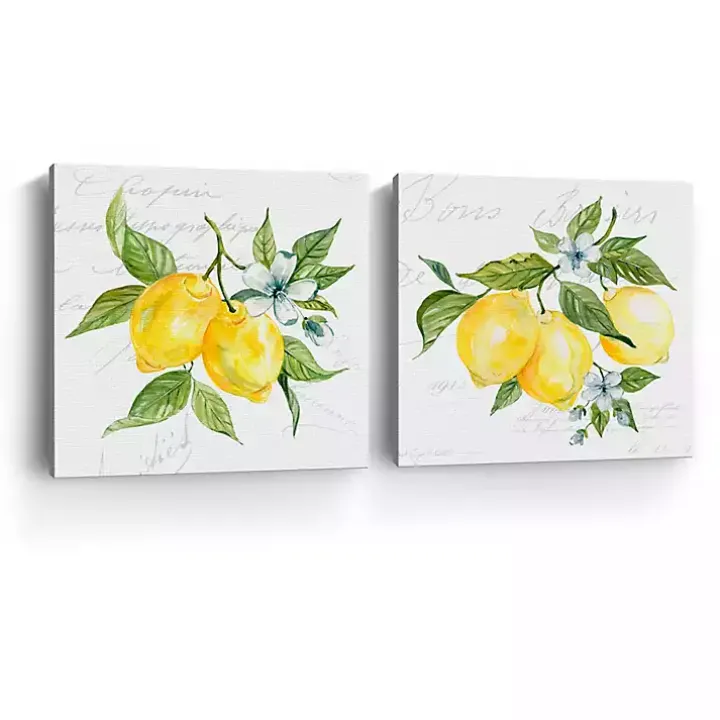 Lemon Squeeze Canvas Art Prints, Set of 2
