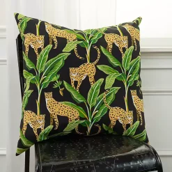 Leopard & Palm Tree Outdoor Pillow, 22 in.