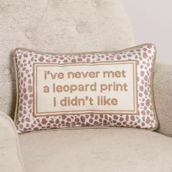 Leopard Print Quote Lumbar Pillow
