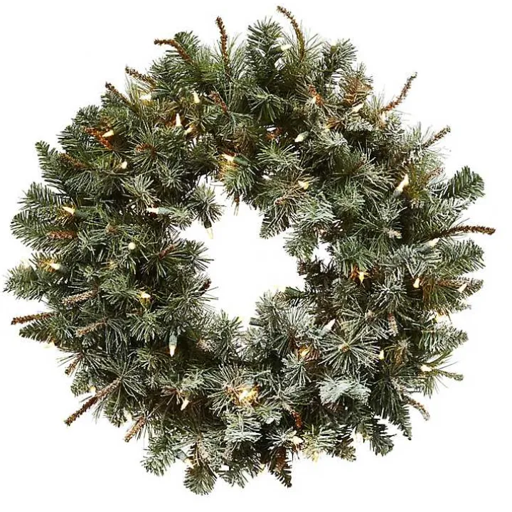 Liana Lightly Frosted Pine Pre-Lit Wreath, 30 in.