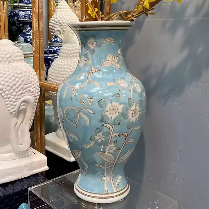 Light Blue Chinoiserie Vase