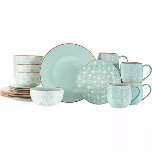 Light Blue Geometric 16-pc. Dinnerware Set