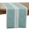 Light Blue Striped Fringe Table Runner, 72 in.