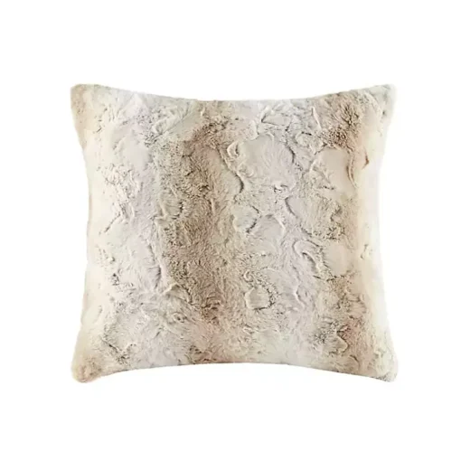 Light Brown Textured Faux Fur Pillow