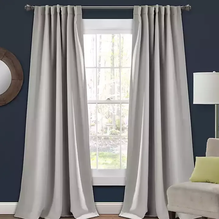 Light Gray Blackout Curtain Panel Set, 95 in.