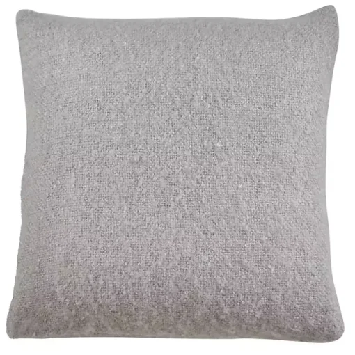 Light Gray Faux Mohair Pillow, 22x22 in.