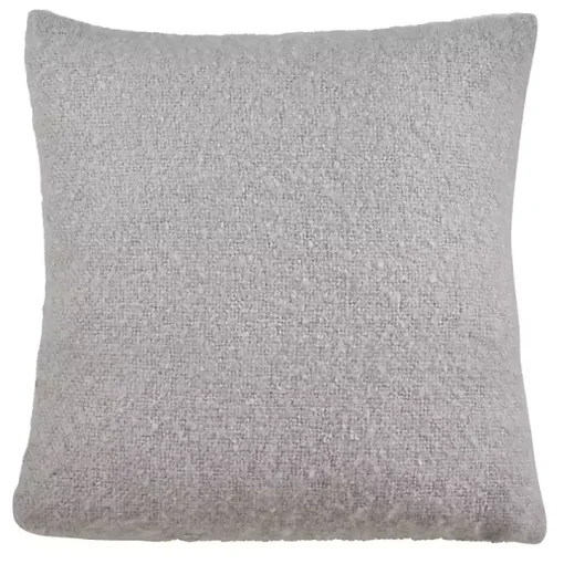 Light Gray Faux Mohair Pillow, 22x22 in.
