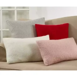 Light Gray Faux Mohair Pillow, 22x22 in.