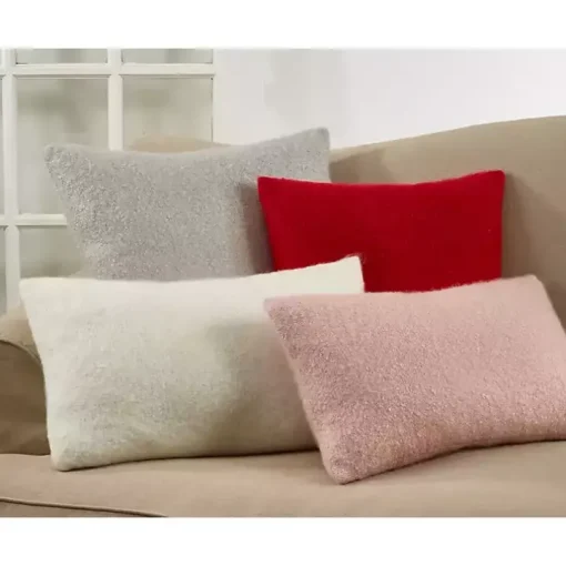 Light Gray Faux Mohair Pillow, 22x22 in.
