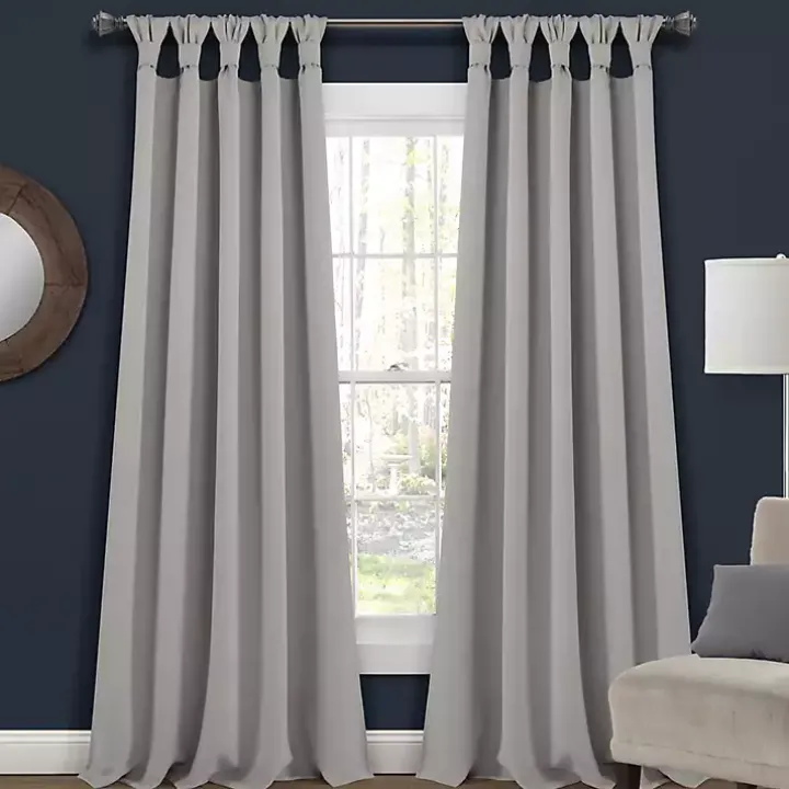 Light Gray Knotted Curtain Panel Set, 84 in.