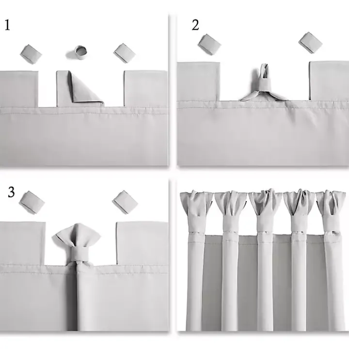 Light Gray Knotted Curtain Panel Set, 84 in.