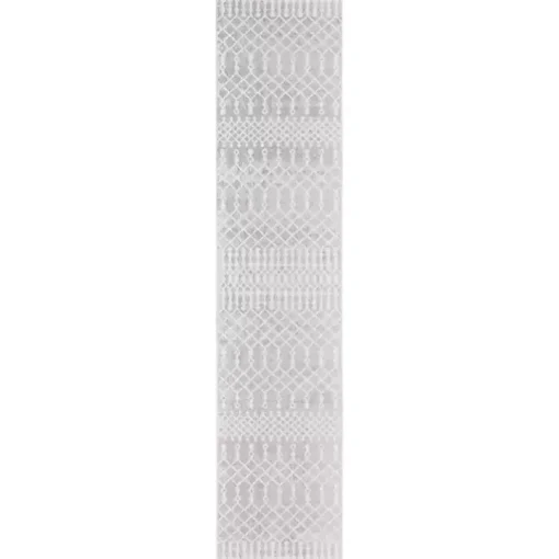 Light Gray Moroccan Washable Runner, 2x12
