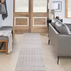 Light Gray Moroccan Washable Runner, 2x12