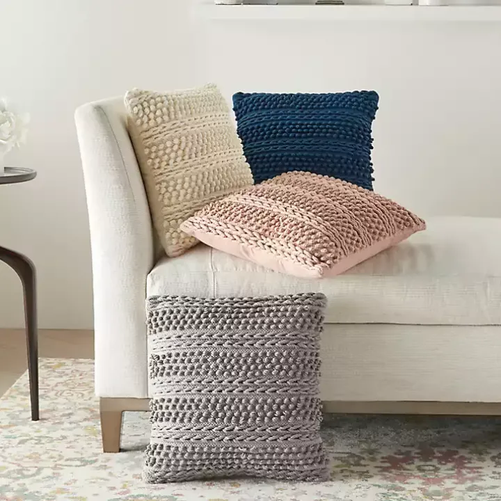 Light Gray Textured Stripes Pillow