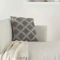 Light Gray Woven Diamond Pillow