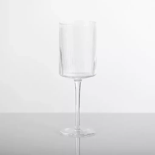 Linear Ribbed Goblet Wine Glass