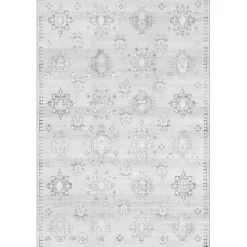 Lottie Gray Vintage Washable Area Rug, 5x8