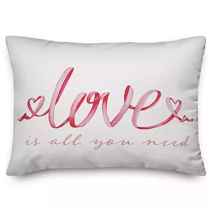 Love is All You Need Ribbon Lumbar Pillow