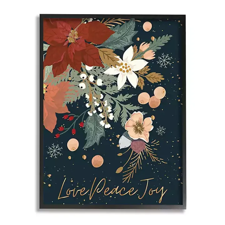 Love, Peace, Joy Christmas Framed Canvas Art Print