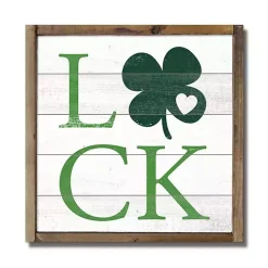 Luck Clover Wood Framed Wall Plaque