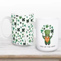Luck of the Irish Shamrocks Mugs, Set of 2