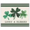 Lucky & Blessed Clover Trio Canvas Art Print